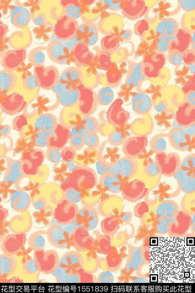 花卉抽象花卉小碎花数码印花华亿平台下载（图片编号: 1551839） - 瓦栏（Walan）