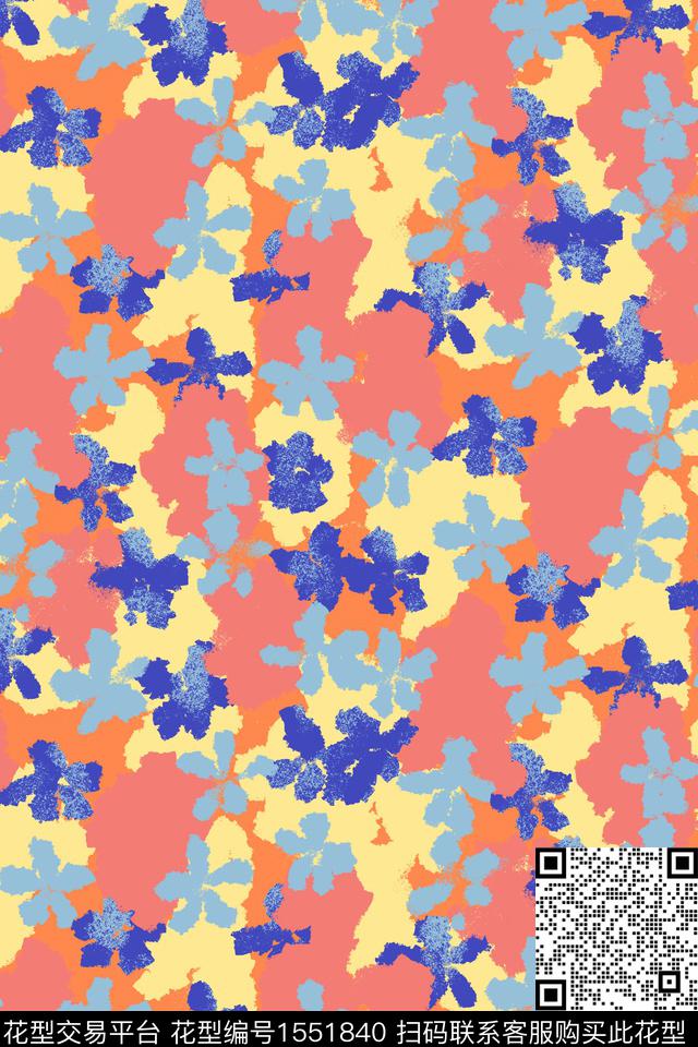 花卉抽象花卉小碎花数码印花华亿平台下载（图片编号: 1551840） - 瓦栏（Walan）