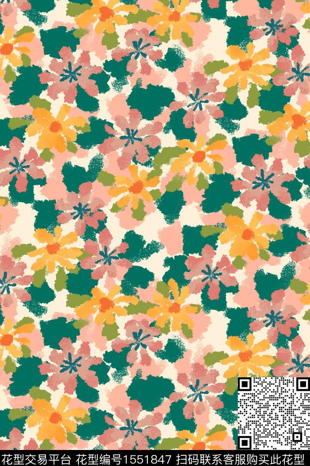 清爽底花卉花卉小碎花数码印花华亿平台下载（图片编号: 1551847） - 瓦栏（Walan）