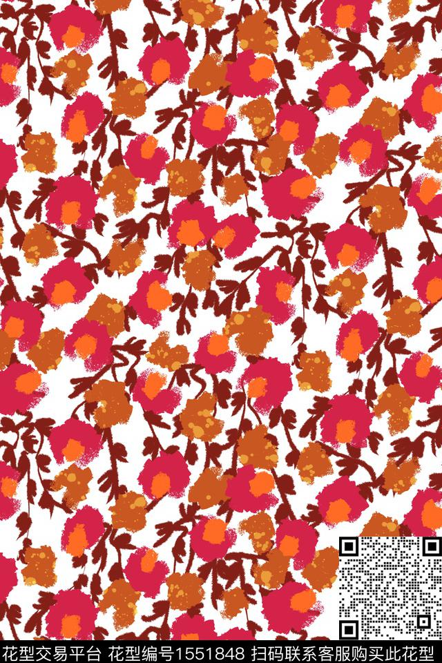 小清新花卉小碎花数码印花华亿平台下载（图片编号: 1551848） - 瓦栏（Walan）