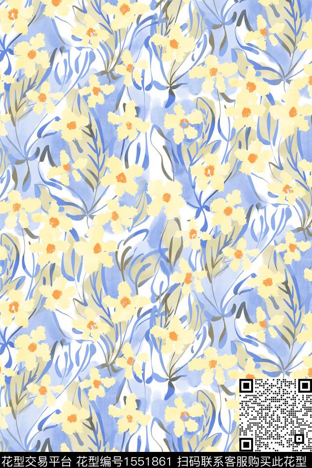 清爽底花卉花卉小碎花数码印花华亿平台下载（图片编号: 1551861） - 瓦栏（Walan）