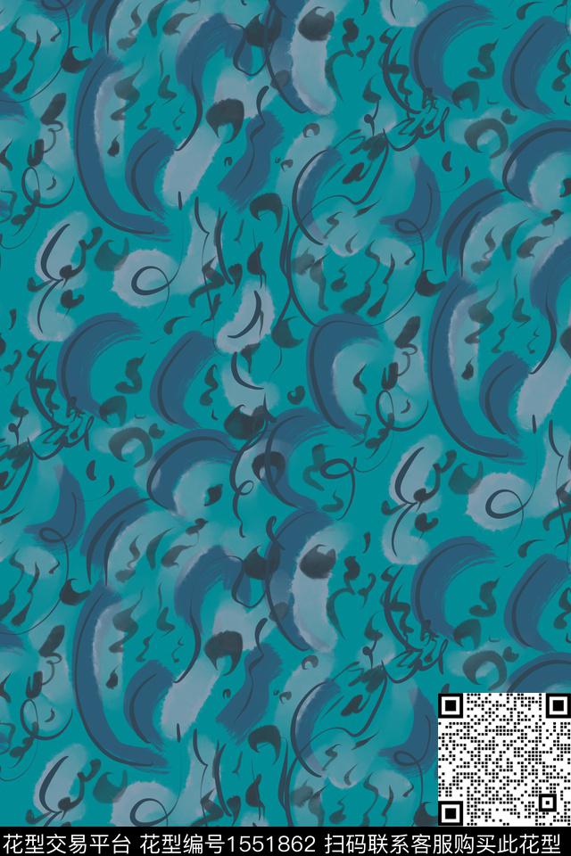 水彩笔触复古数码印花华亿平台下载（图片编号: 1551862） - 瓦栏（Walan）