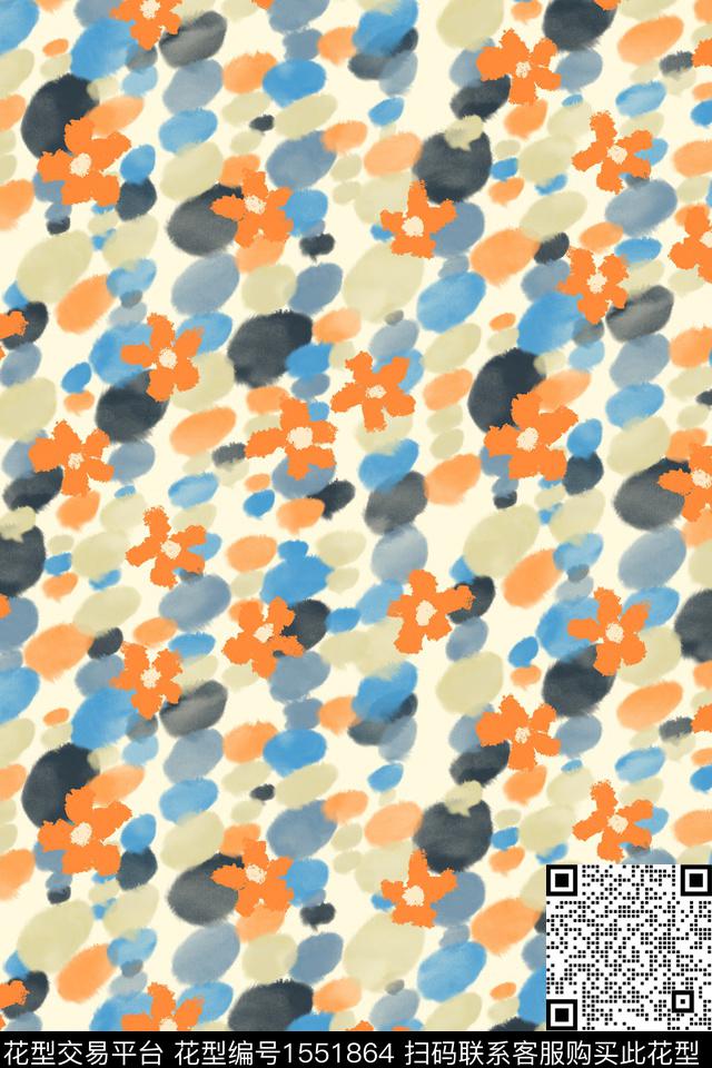 点彩小碎花笔触数码印花华亿平台下载（图片编号: 1551864） - 瓦栏（Walan）