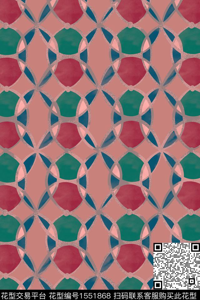 水彩格子几何数码印花华亿平台下载（图片编号: 1551868） - 瓦栏（Walan）