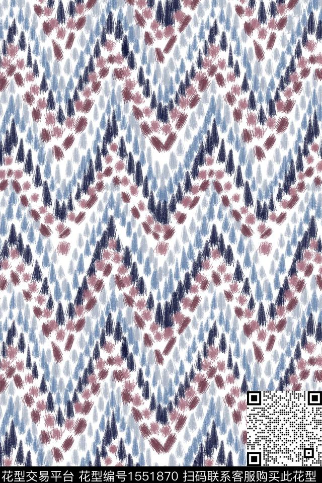 线条民族风笔触数码印花华亿平台下载（图片编号: 1551870） - 瓦栏（Walan）