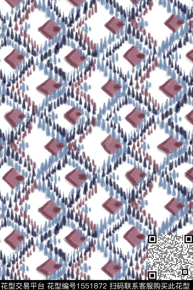 线条民族风笔触数码印花华亿平台下载（图片编号: 1551872） - 瓦栏（Walan）