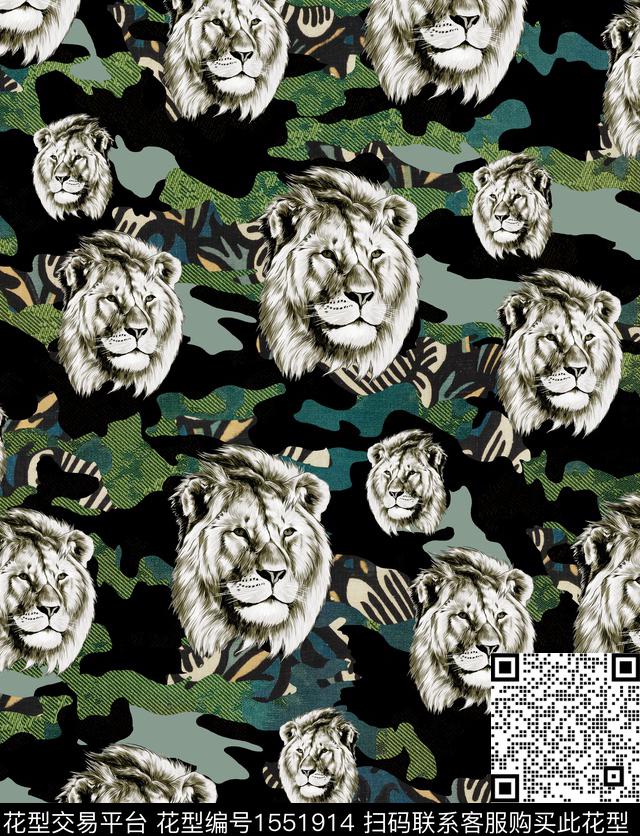 定位迷彩狮子头数码印花华亿平台下载（图片编号: 1551914） - 瓦栏（Walan）
