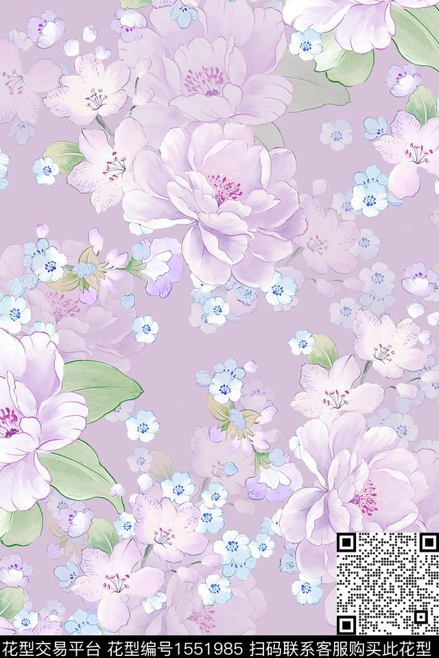 水彩碎花大花数码印花华亿平台下载（图片编号: 1551985） - 瓦栏（Walan）
