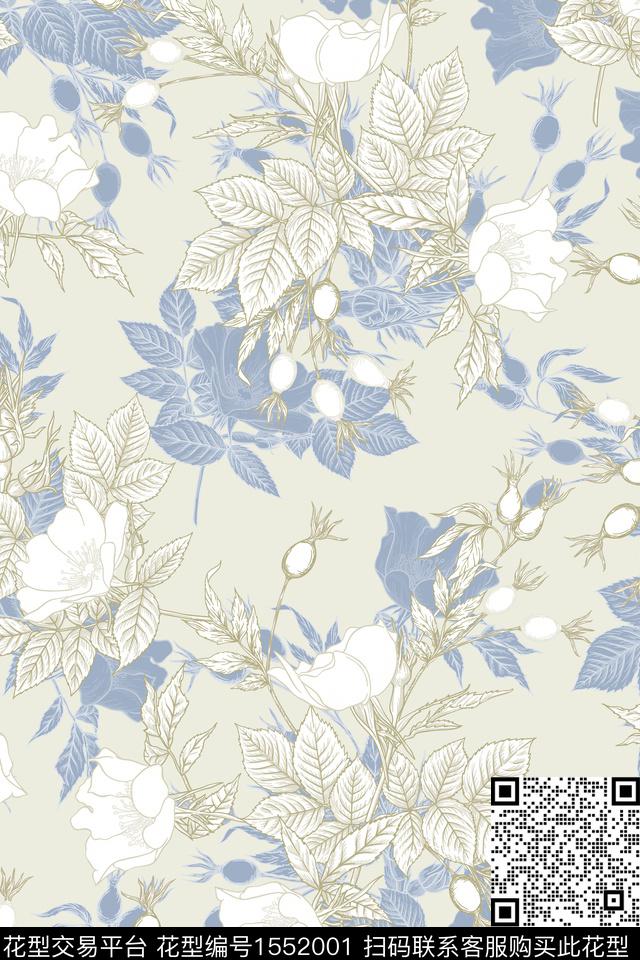 满版散花花卉春夏华亿平台数码印花华亿平台下载（图片编号: 1552001） - 瓦栏（Walan）