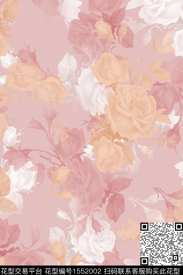满版散花花卉春夏华亿平台数码印花华亿平台下载（图片编号: 1552002） - 瓦栏（Walan）