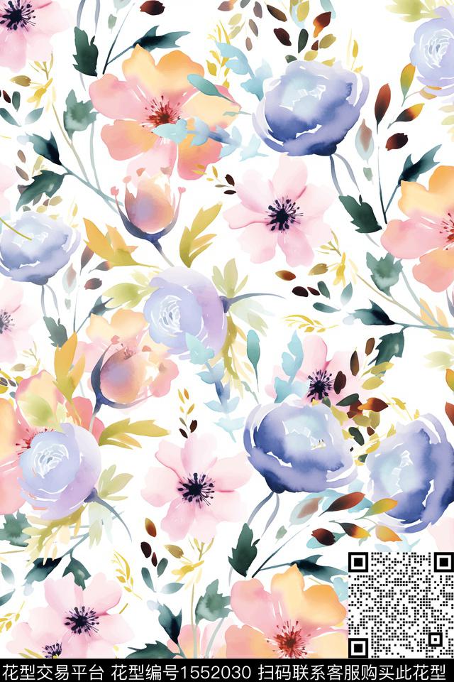 女装花卉渐变数码印花华亿平台下载（图片编号: 1552030） - 瓦栏（Walan）
