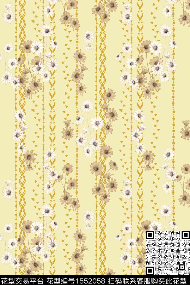 条纹小碎花花卉数码印花华亿平台下载（图片编号: 1552058） - 瓦栏（Walan）