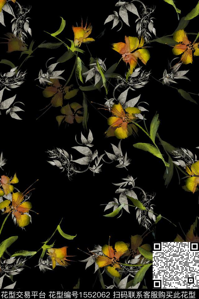 影花满版散花花卉数码印花华亿平台下载（图片编号: 1552062） - 瓦栏（Walan）
