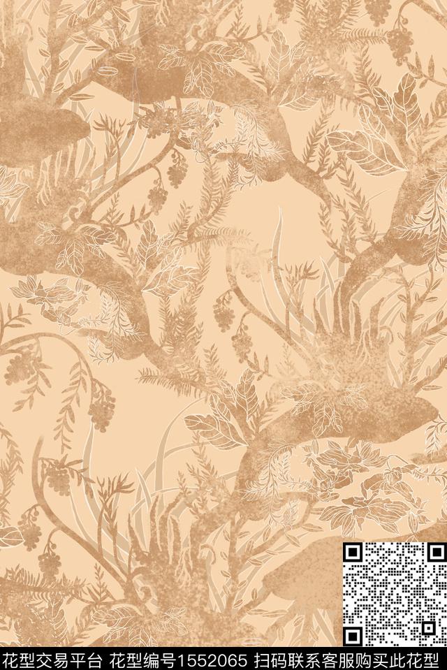 植物真丝棉麻数码印花华亿平台下载（图片编号: 1552065） - 瓦栏（Walan）