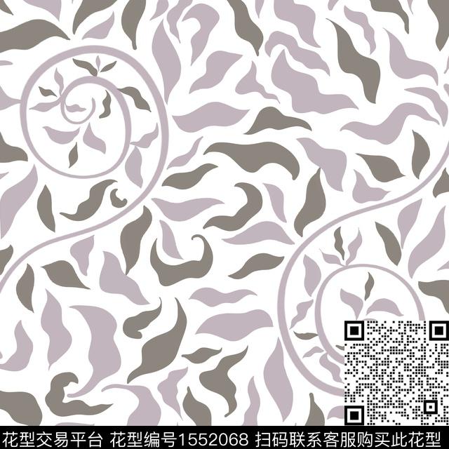 叶子线条花卉抽象花卉传统印花华亿平台下载（图片编号: 1552068） - 瓦栏（Walan）