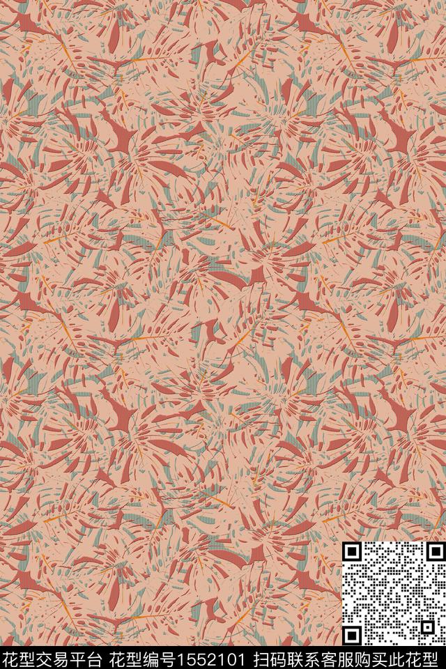 抽象叶子纹理数码印花华亿平台下载（图片编号: 1552101） - 瓦栏（Walan）