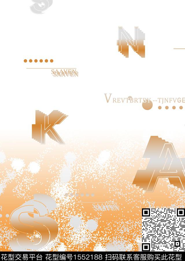 字母几何抽象男装数码印花华亿平台下载（图片编号: 1552188） - 瓦栏（Walan）