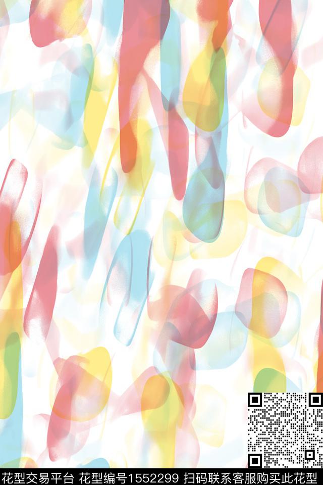 抽象水彩春夏华亿平台数码印花华亿平台下载（图片编号: 1552299） - 瓦栏（Walan）