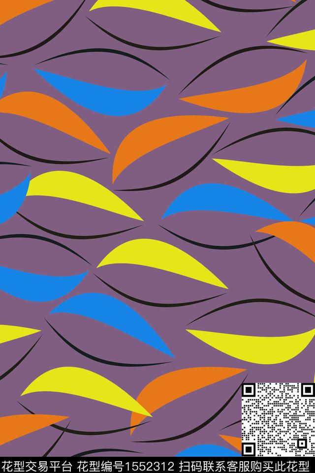 几何树叶几何线条传统印花华亿平台下载（图片编号: 1552312） - 瓦栏（Walan）