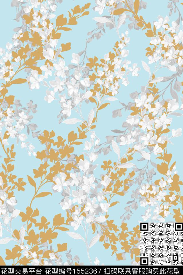 剪影小碎花花卉数码印花华亿平台下载（图片编号: 1552367） - 瓦栏（Walan）