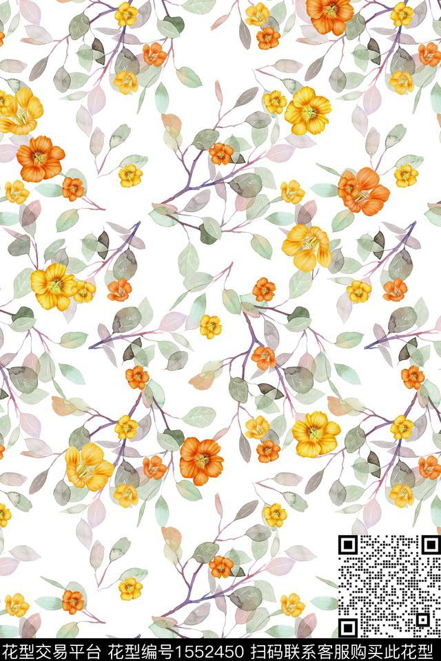 小碎花花卉春夏华亿平台数码印花华亿平台下载（图片编号: 1552450） - 瓦栏（Walan）