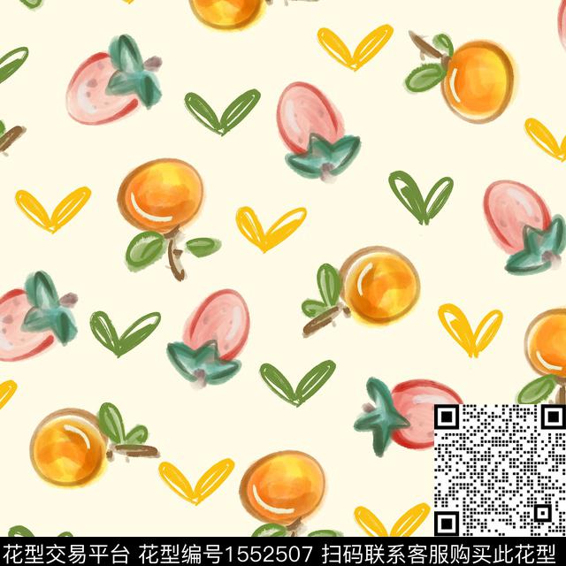 趣味水果水彩数码印花华亿平台下载（图片编号: 1552507） - 瓦栏（Walan）