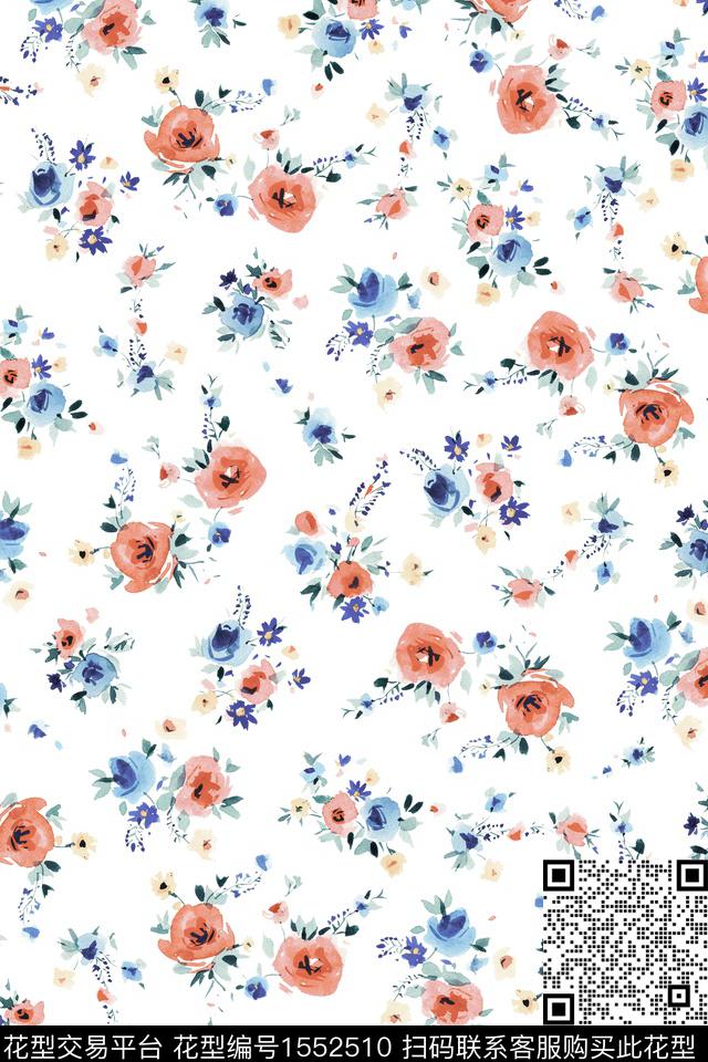 小碎花水彩花卉花卉数码印花华亿平台下载（图片编号: 1552510） - 瓦栏（Walan）