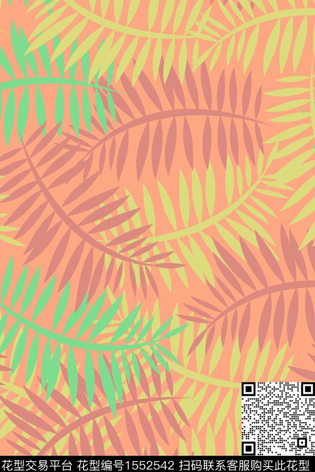 传统华亿平台绿植树叶时尚花卉传统印花华亿平台下载（图片编号: 1552542） - 瓦栏（Walan）