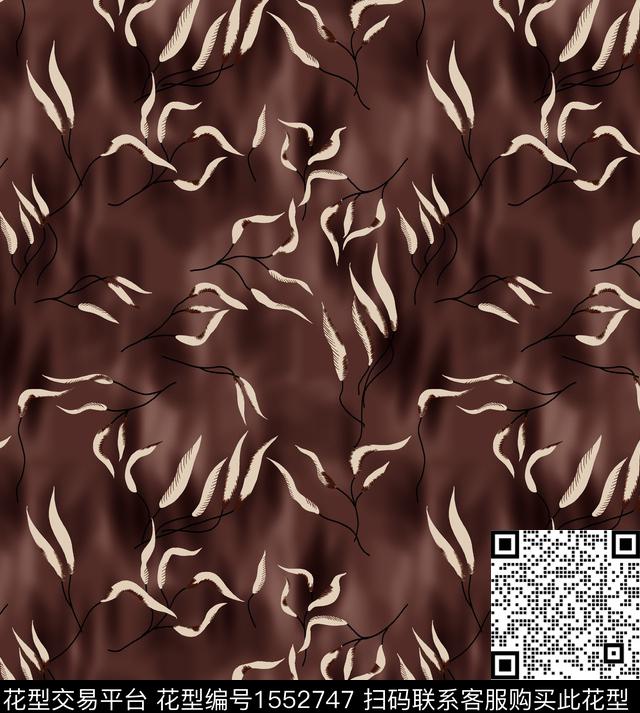 抽象叶子底纹数码印花华亿平台下载（图片编号: 1552747） - 瓦栏（Walan）