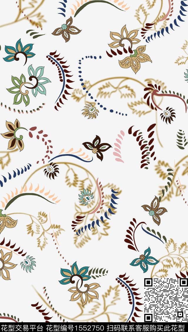 民族风民族花卉清爽数码印花华亿平台下载（图片编号: 1552750） - 瓦栏（Walan）