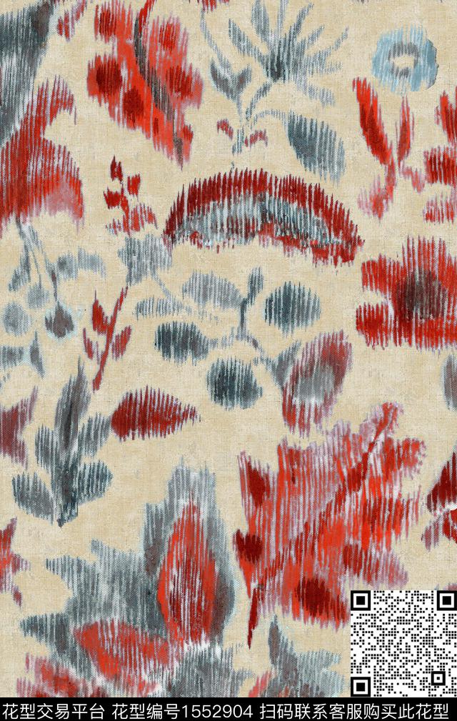 肌理花卉民族花卉数码印花华亿平台下载（图片编号: 1552904） - 瓦栏（Walan）