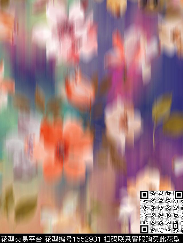 抽象花卉花卉植物抽象数码印花华亿平台下载（图片编号: 1552931） - 瓦栏（Walan）