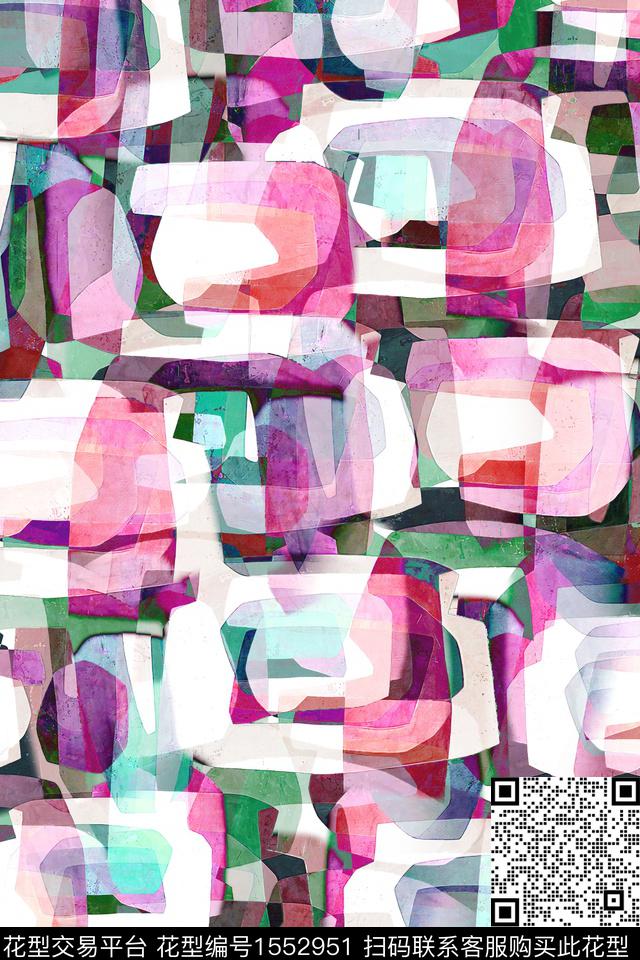 抽象水彩叠加数码印花华亿平台下载（图片编号: 1552951） - 瓦栏（Walan）