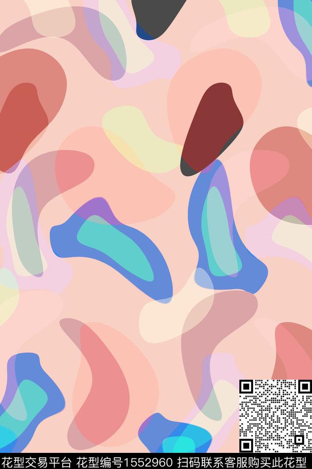 抽象几何叠加数码印花华亿平台下载（图片编号: 1552960） - 瓦栏（Walan）