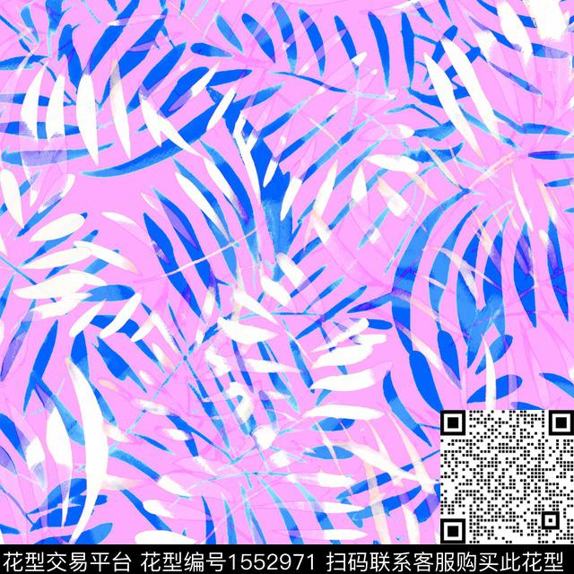 叶子水彩满版数码印花华亿平台下载（图片编号: 1552971） - 瓦栏（Walan）