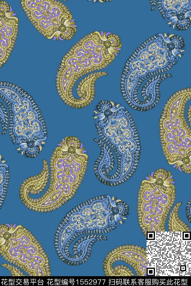 大牌风复古佩斯利数码印花华亿平台下载（图片编号: 1552977） - 瓦栏（Walan）