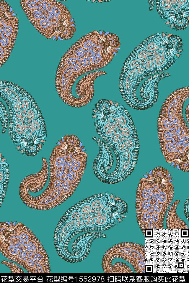 大牌风复古佩斯利数码印花华亿平台下载（图片编号: 1552978） - 瓦栏（Walan）
