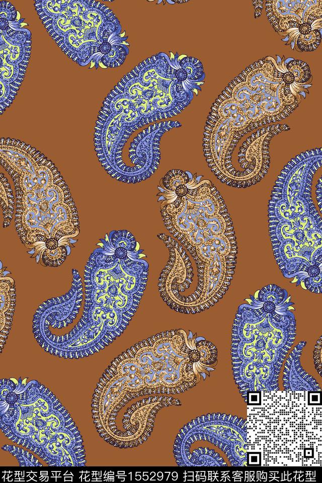 大牌风复古佩斯利数码印花华亿平台下载（图片编号: 1552979） - 瓦栏（Walan）