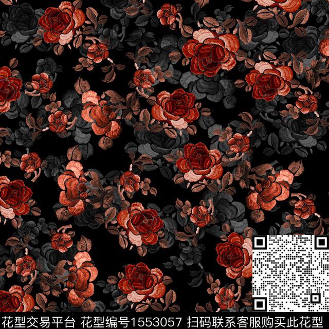 仿刺绣小碎花满版散花数码印花华亿平台下载（图片编号: 1553057） - 瓦栏（Walan）