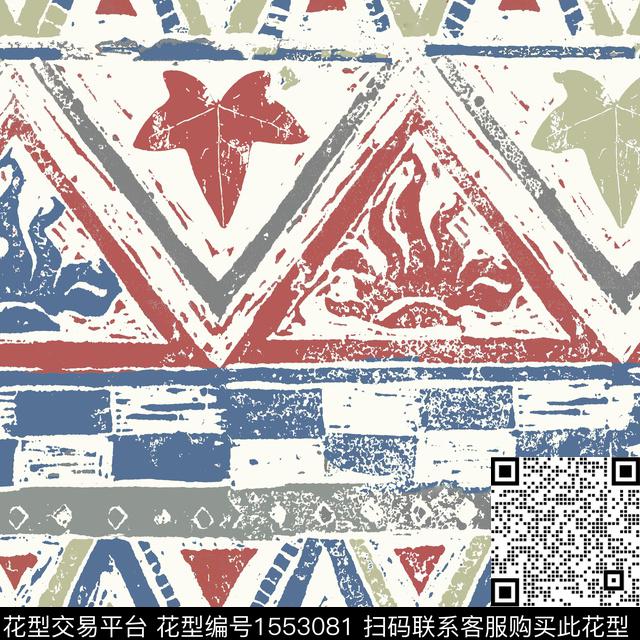 民族风几何条纹传统印花华亿平台下载（图片编号: 1553081） - 瓦栏（Walan）
