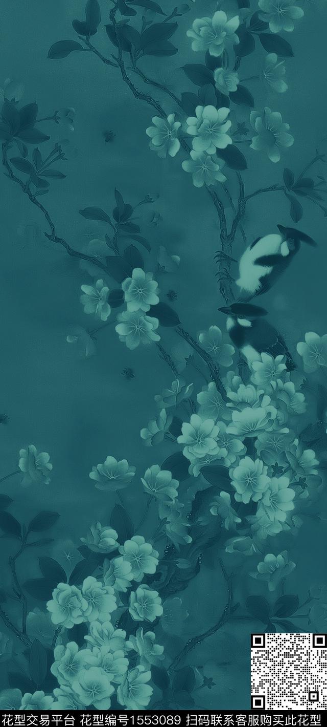 定位花梅花香云纱数码印花华亿平台下载（图片编号: 1553089） - 瓦栏（Walan）