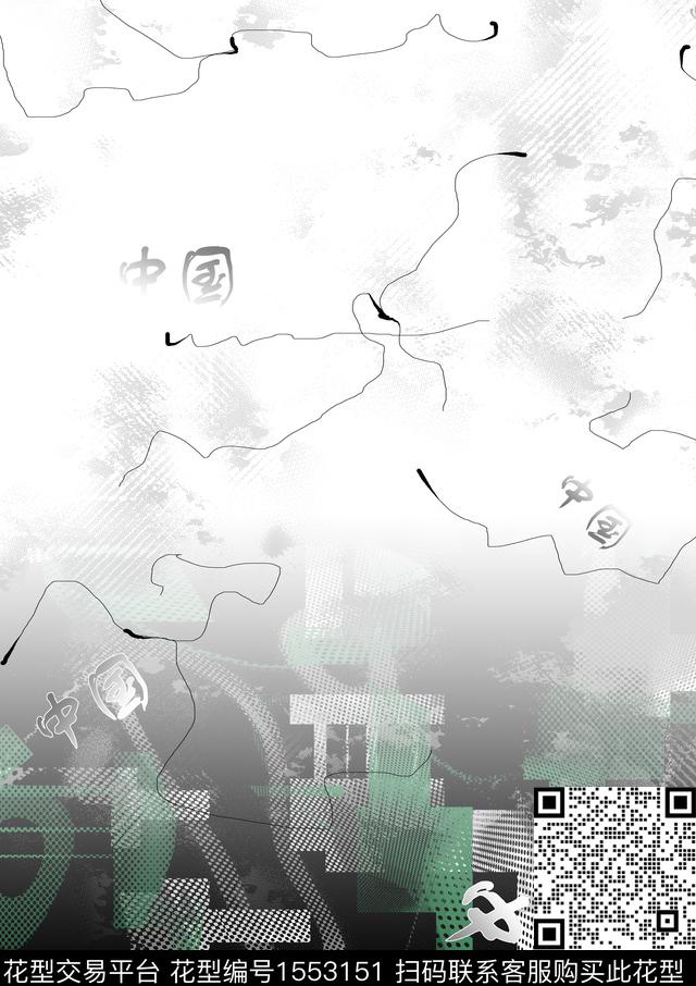 定位花几何男装数码印花华亿平台下载（图片编号: 1553151） - 瓦栏（Walan）