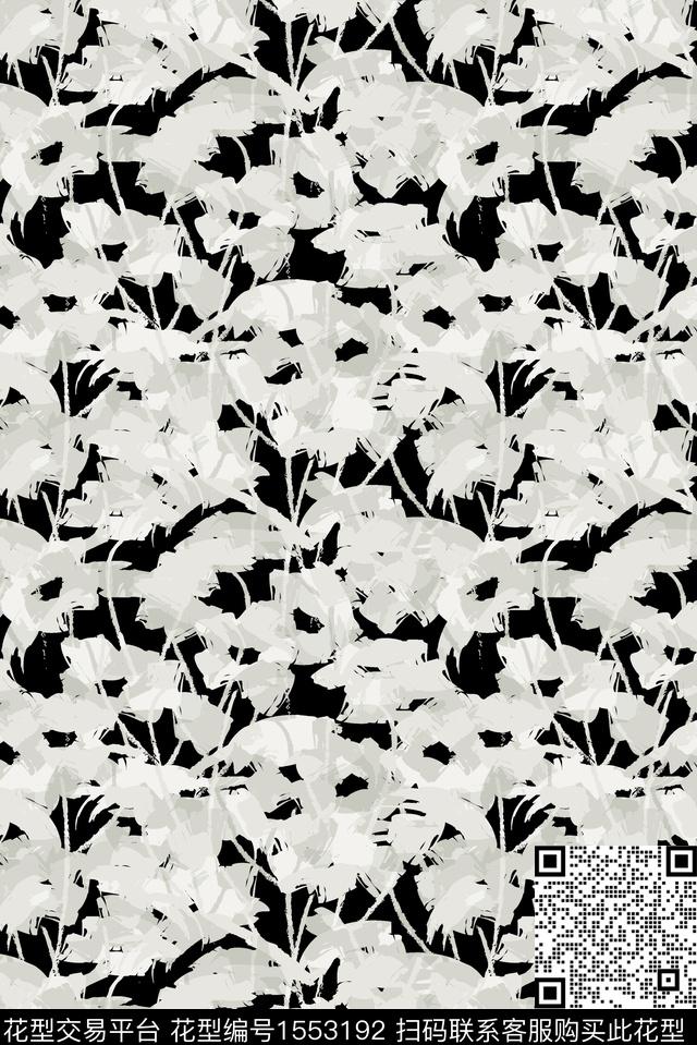 时尚真丝抽象花卉数码印花华亿平台下载（图片编号: 1553192） - 瓦栏（Walan）