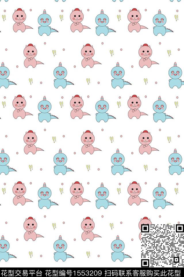 动物卡通恐龙数码印花华亿平台下载（图片编号: 1553209） - 瓦栏（Walan）