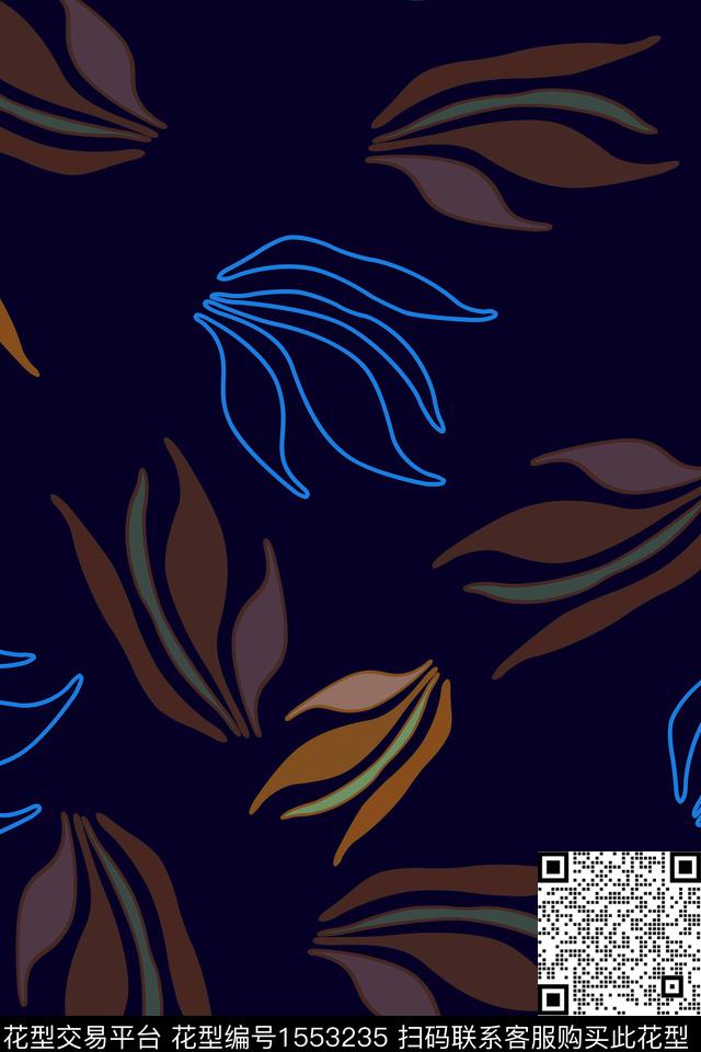 线条民族风绿植树叶传统印花华亿平台下载（图片编号: 1553235） - 瓦栏（Walan）