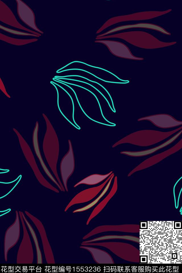 线条民族风绿植树叶传统印花华亿平台下载（图片编号: 1553236） - 瓦栏（Walan）