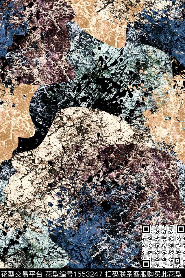 抽象肌理抽象男装数码印花华亿平台下载（图片编号: 1553247） - 瓦栏（Walan）