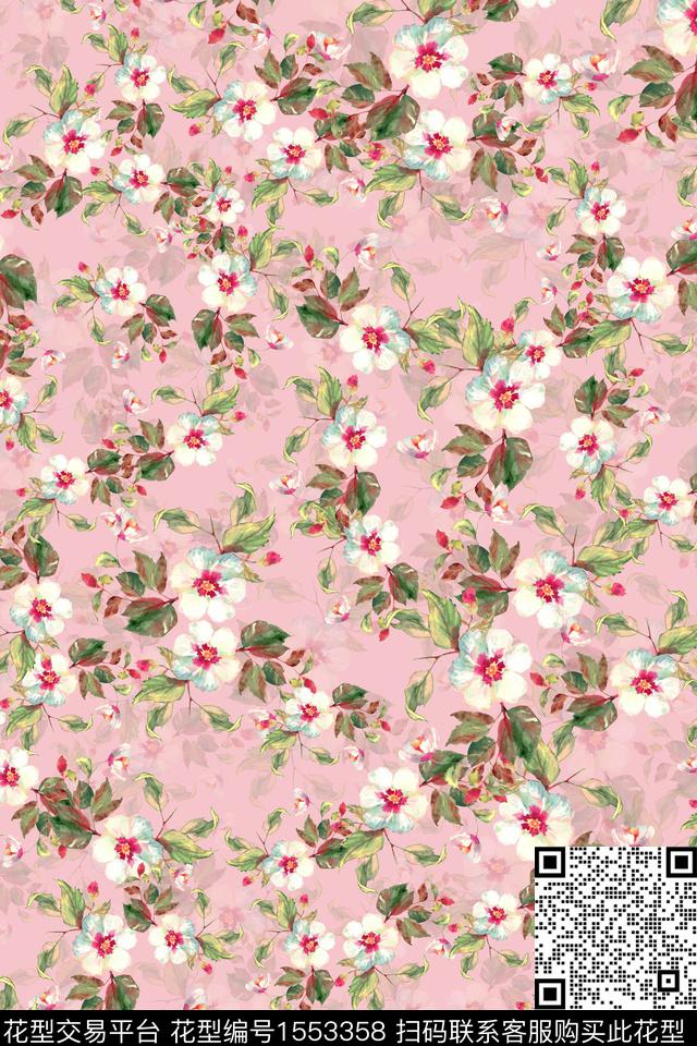 时尚花卉小碎花数码印花华亿平台下载（图片编号: 1553358） - 瓦栏（Walan）