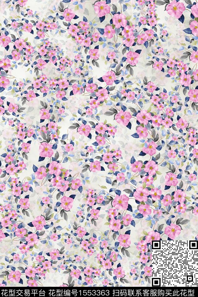 时尚花卉小碎花数码印花华亿平台下载（图片编号: 1553363） - 瓦栏（Walan）