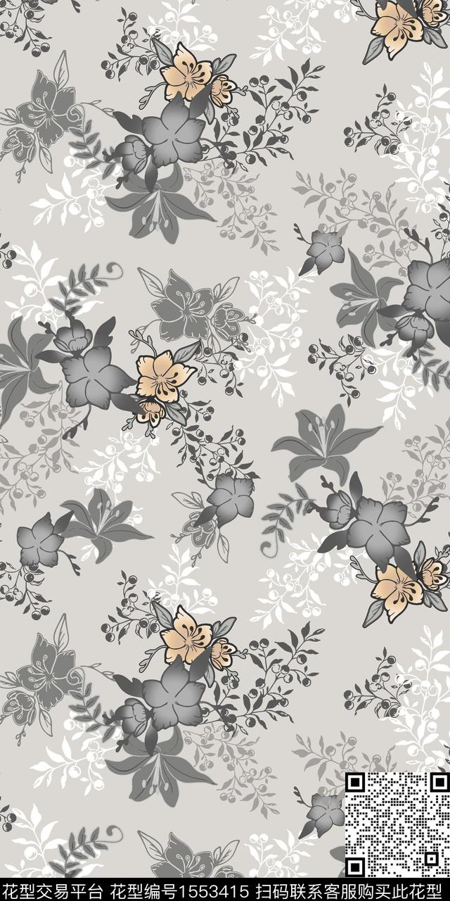 花卉满版散花平面花卉数码印花华亿平台下载（图片编号: 1553415） - 瓦栏（Walan）